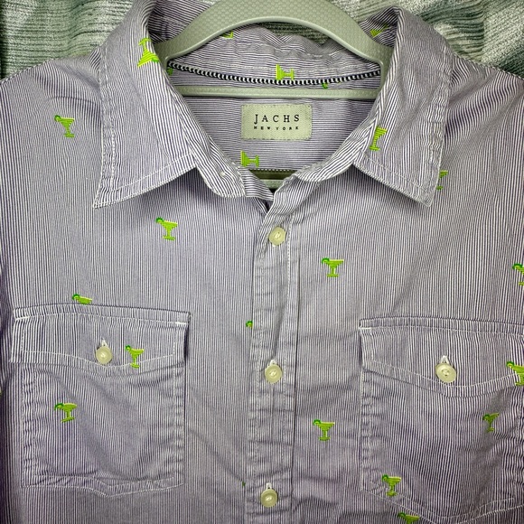 JACHS NY Men’s Stretch Casual Summer Martini Cocktail Short-Sleeve Shirt Large - Picture 10 of 12